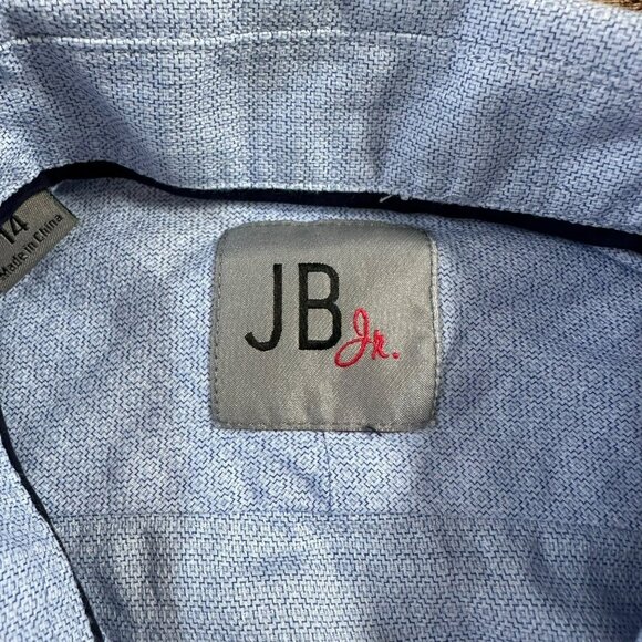 JB Jr Boys Long Sleeve Button Down in Blue -14 - Picture 2 of 7